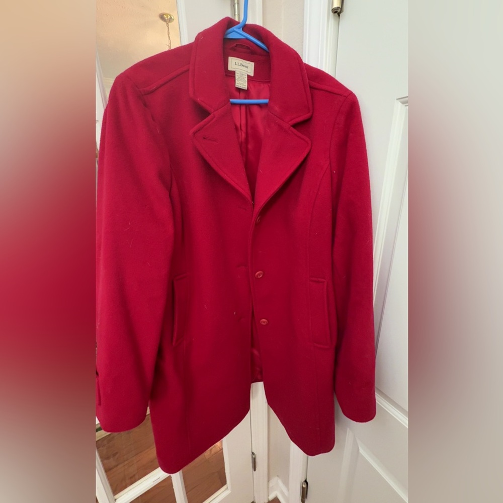 L.L. Bean Women's Vibrant Red Pea Coat
